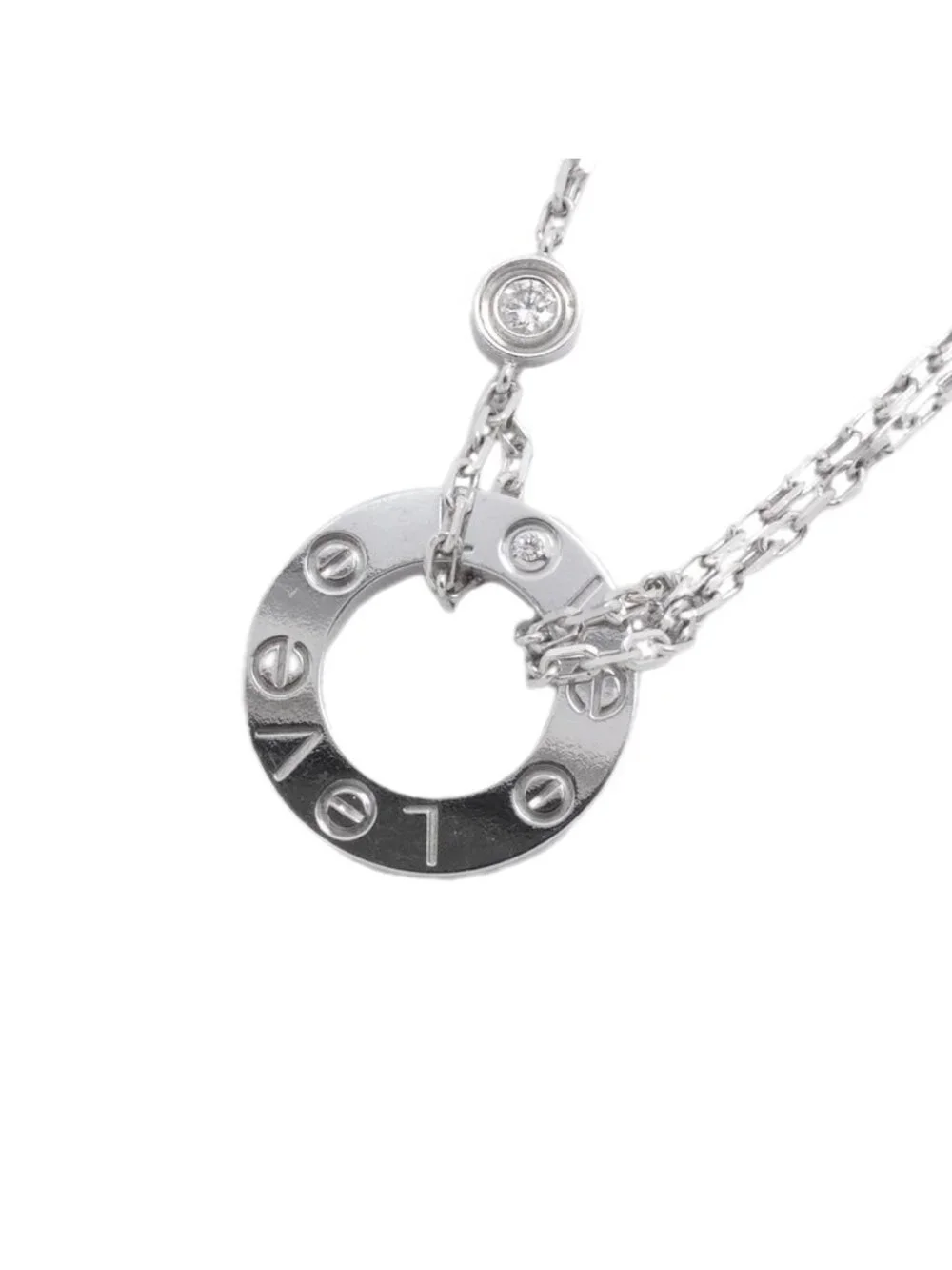 Cartier Necklace Love Circle White Gold Diamond